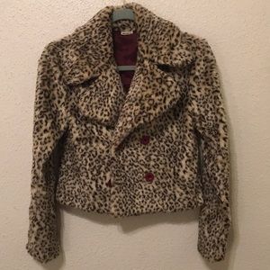 Fuzzy Cheetah Cropped Peacoat
